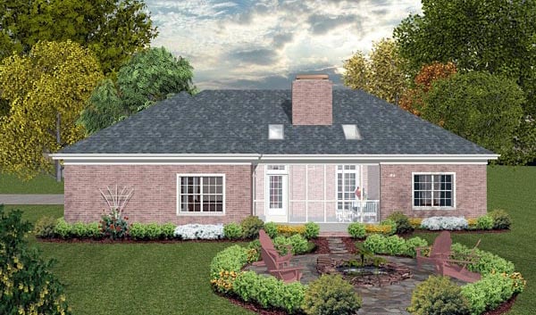 Ranch Traditional Rear Elevation of Plan 93487