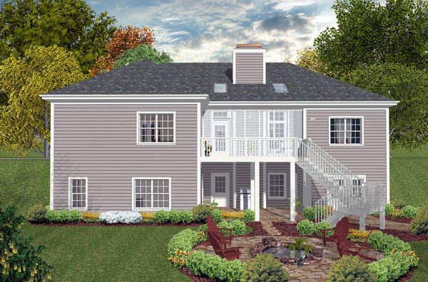 Ranch Traditional Rear Elevation of Plan 93489