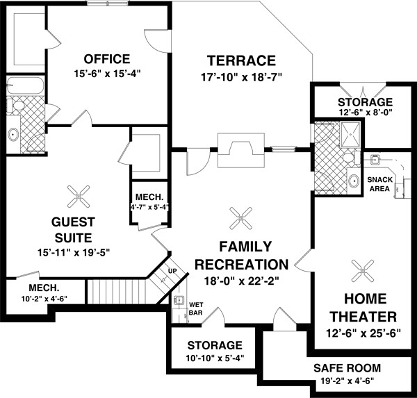 Cottage Country Craftsman Lower Level of Plan 93491