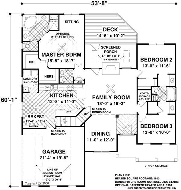 Cottage Country Craftsman Level One of Plan 93491