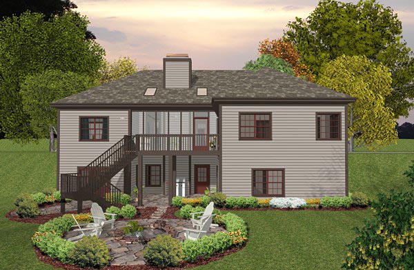 Cottage Country Craftsman Rear Elevation of Plan 93491