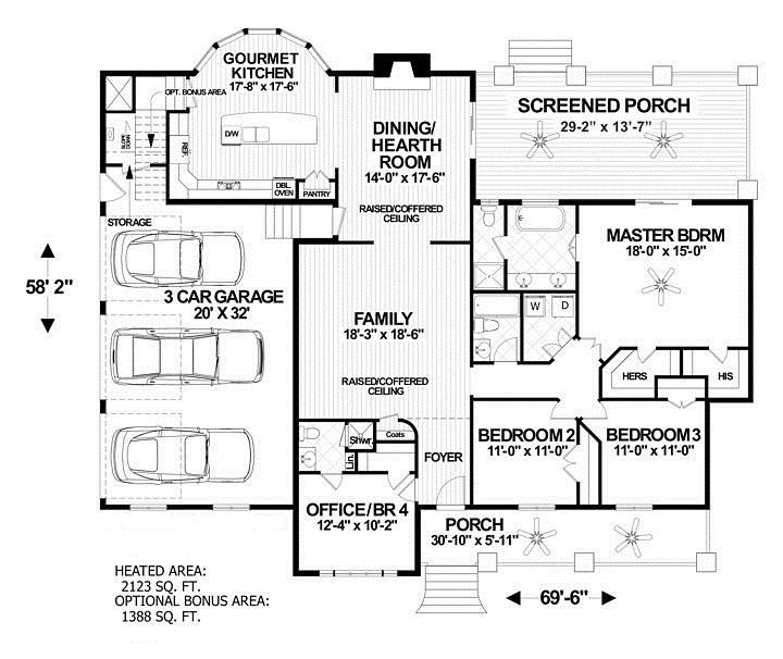 Bungalow Country Craftsman Level One of Plan 93495