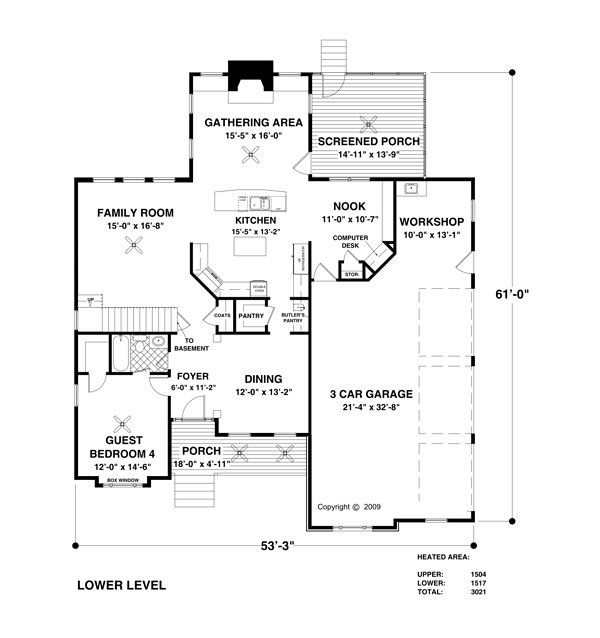 Craftsman Farmhouse Level One of Plan 93496