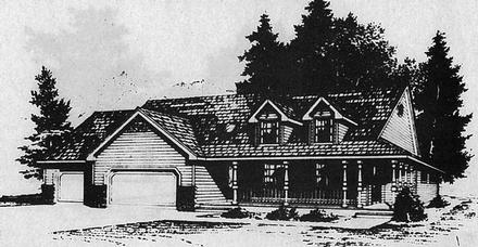 Cape Cod Country Elevation of Plan 93909