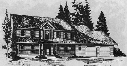 Cape Cod Colonial Country Southern Elevation of Plan 93919