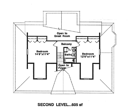 House Plan 94003 Second Level Plan