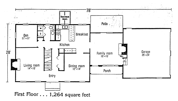 Farmhouse Level One of Plan 94006