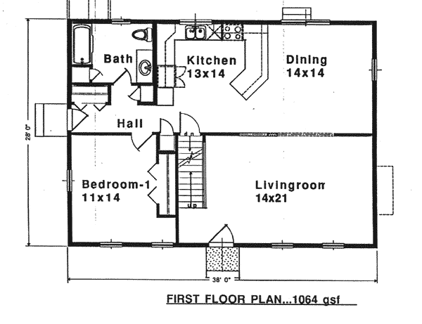 Colonial Saltbox Level One of Plan 94007