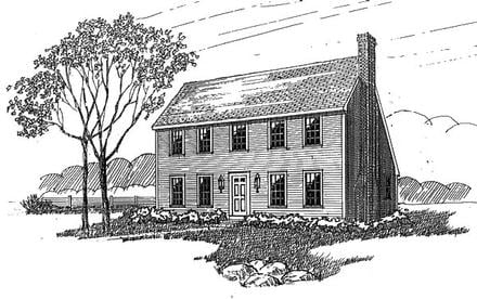 Colonial Saltbox Elevation of Plan 94007