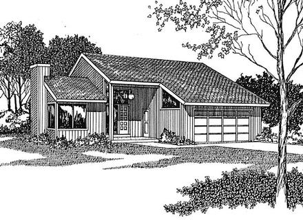 Contemporary Elevation of Plan 94011