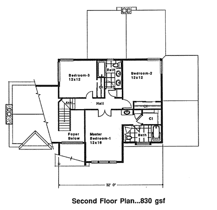 House Plan 94020 Second Level Plan