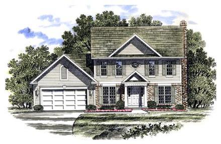 Colonial Southern Elevation of Plan 94103