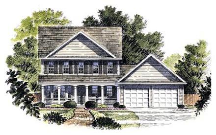 Colonial Country Southern Elevation of Plan 94107