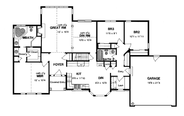 One-Story Ranch Level One of Plan 94118
