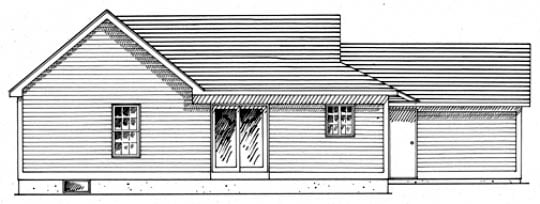 One-Story Ranch Rear Elevation of Plan 94126