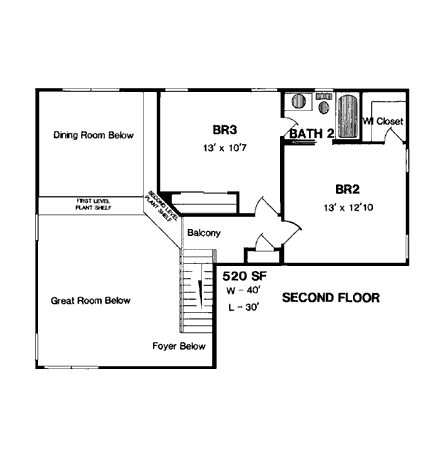 House Plan 94135 Second Level Plan