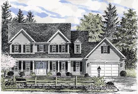 Colonial Southern Elevation of Plan 94136