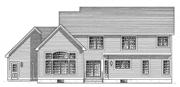 Colonial Country Southern Rear Elevation of Plan 94137