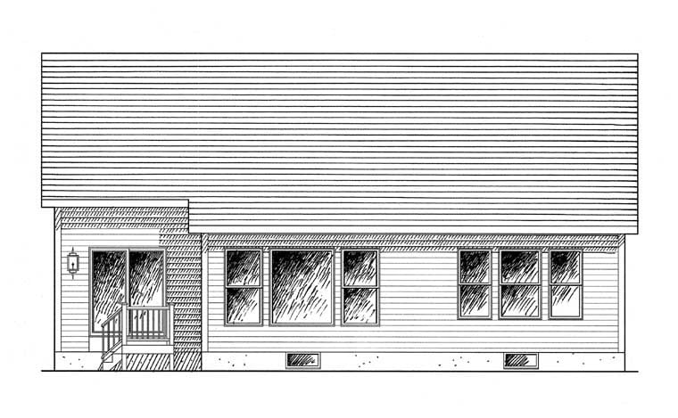 Bungalow Cottage Ranch Rear Elevation of Plan 94147