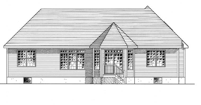 Ranch Traditional Rear Elevation of Plan 94148