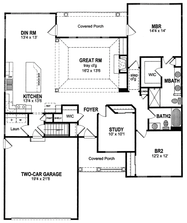 One-Story Ranch Level One of Plan 94151