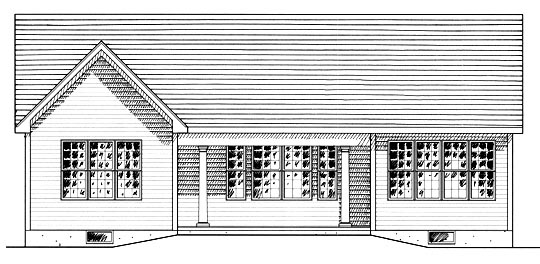 One-Story Ranch Rear Elevation of Plan 94151