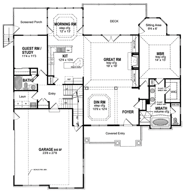 One-Story Ranch Level One of Plan 94153