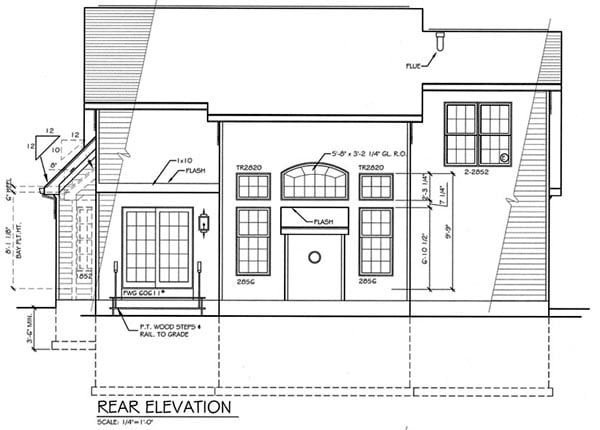 Cape Cod Rear Elevation of Plan 94154