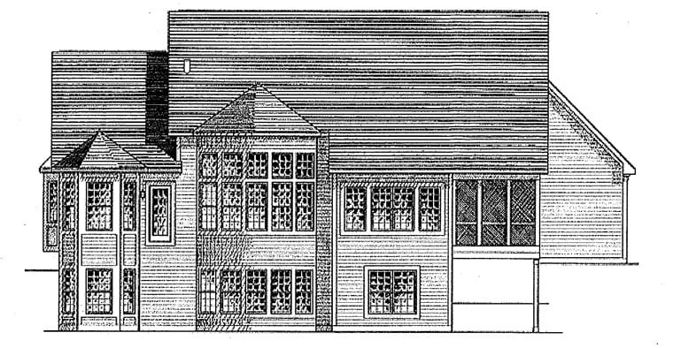 Cape Cod Country Traditional Rear Elevation of Plan 94169
