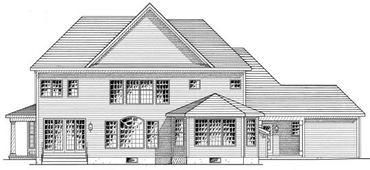 Country Traditional Rear Elevation of Plan 94170