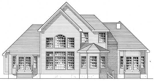 Country Rear Elevation of Plan 94173