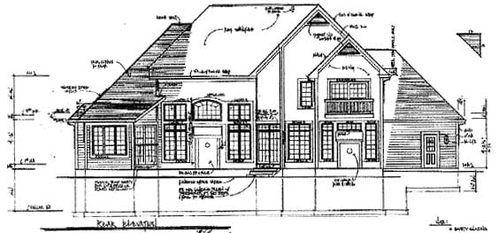 European Tudor Rear Elevation of Plan 94174