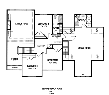 House Plan 94176 Second Level Plan