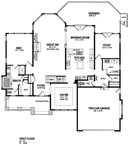 House Plan 94177 First Level Plan