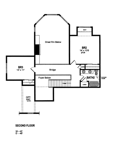 House Plan 94177 Second Level Plan