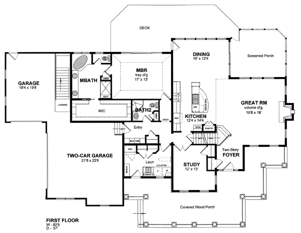 Country Farmhouse Level One of Plan 94178
