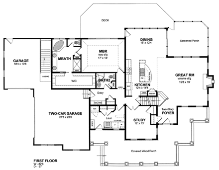 House Plan 94178 First Level Plan