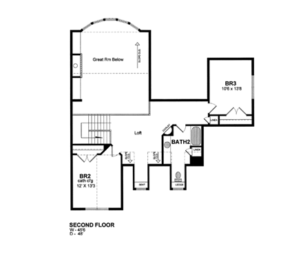 House Plan 94179 Second Level Plan