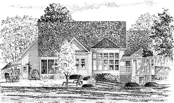 Country European Rear Elevation of Plan 94179
