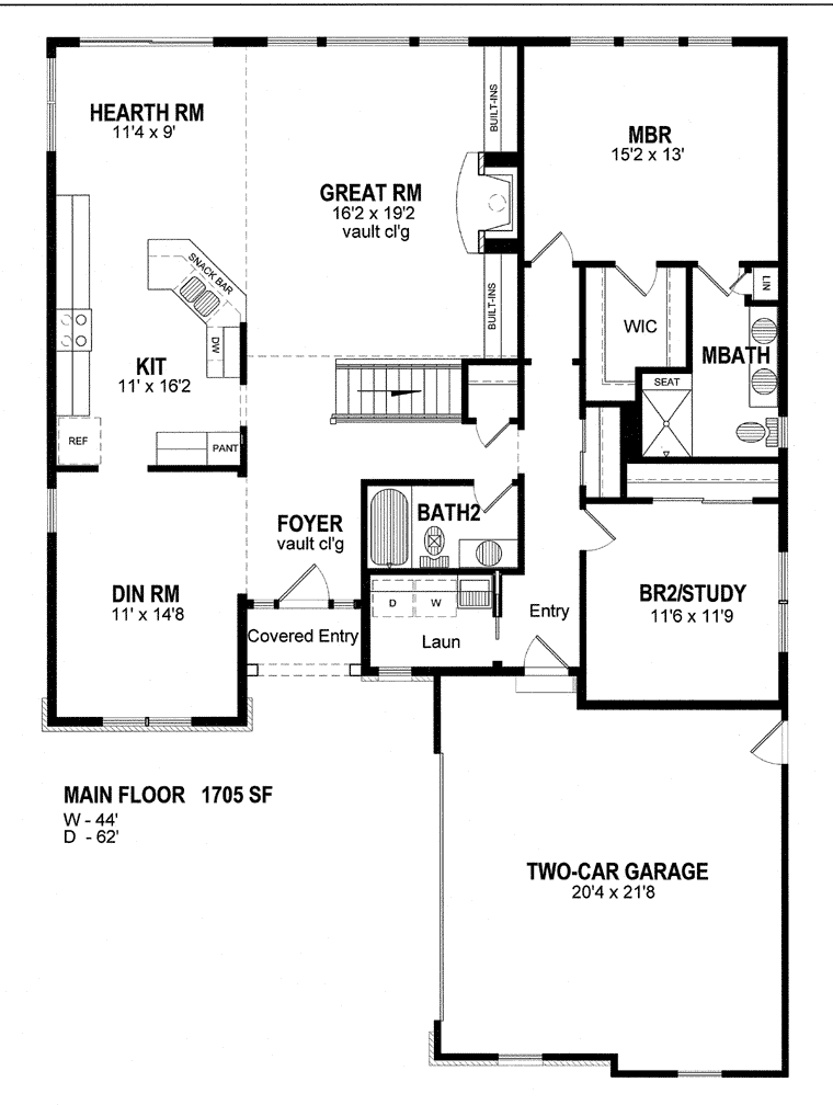 Country Craftsman Ranch Level One of Plan 94181