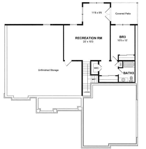 Ranch Traditional Lower Level of Plan 94186