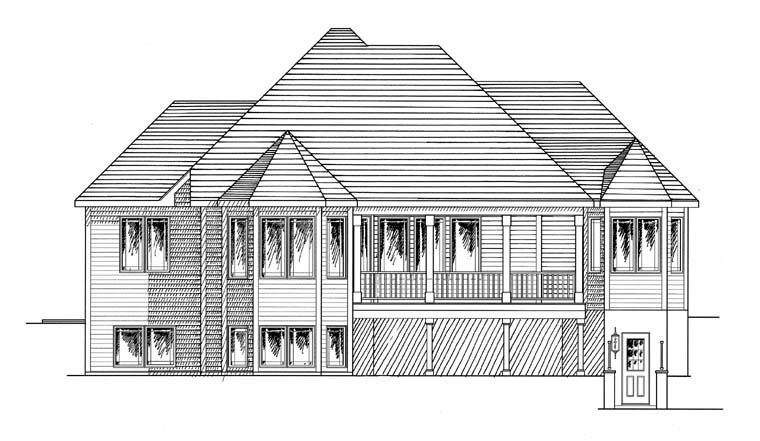 Cottage Ranch Traditional Rear Elevation of Plan 94187