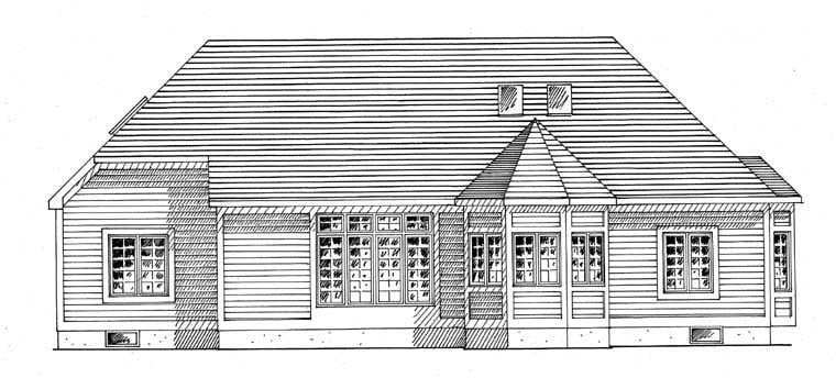 Bungalow Cottage Country Craftsman Ranch Rear Elevation of Plan 94189