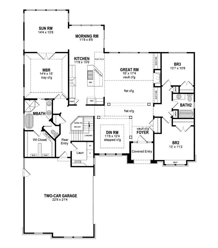 Ranch Traditional Level One of Plan 94190