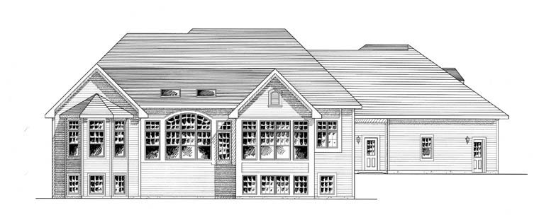 Country Ranch Traditional Rear Elevation of Plan 94192