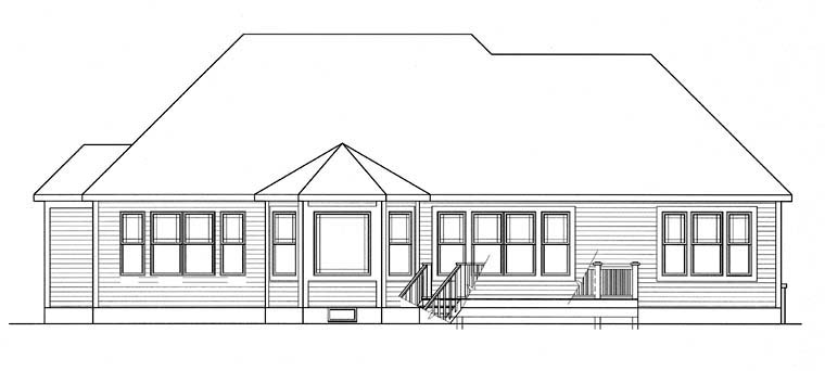 Cottage Country Craftsman Ranch Traditional Rear Elevation of Plan 94193