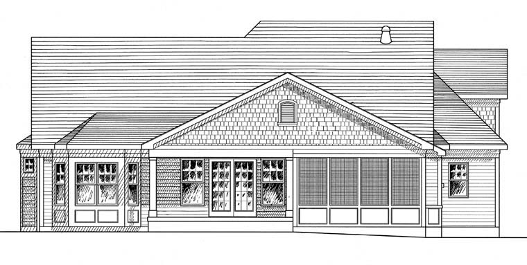 Coastal Country Traditional Rear Elevation of Plan 94194