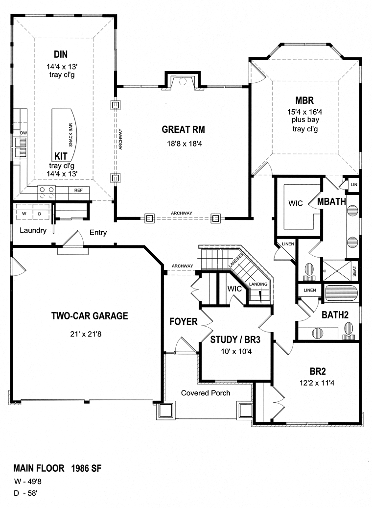 Bungalow Cottage Country Level One of Plan 94195