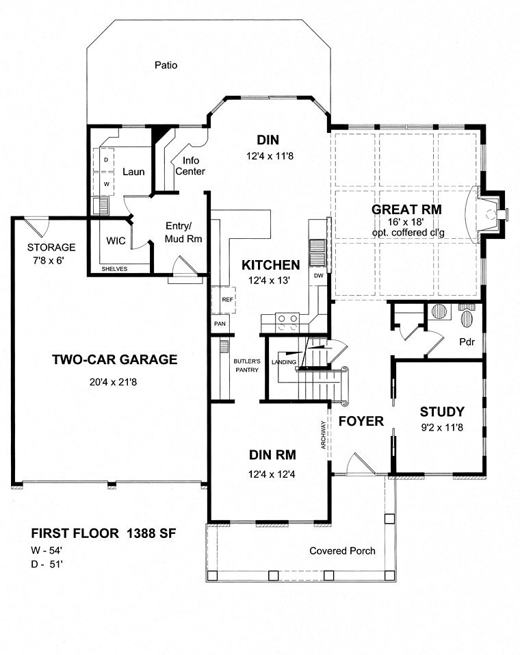 Colonial Country Traditional Level One of Plan 94196