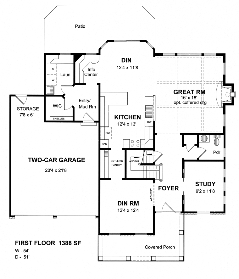 Colonial Traditional Level One of Plan 94197